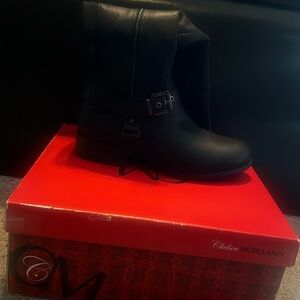 Black Leather Biker Boots